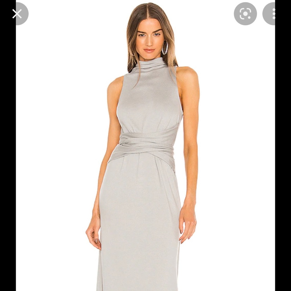Vince knit wrap front mock neck dress in fog